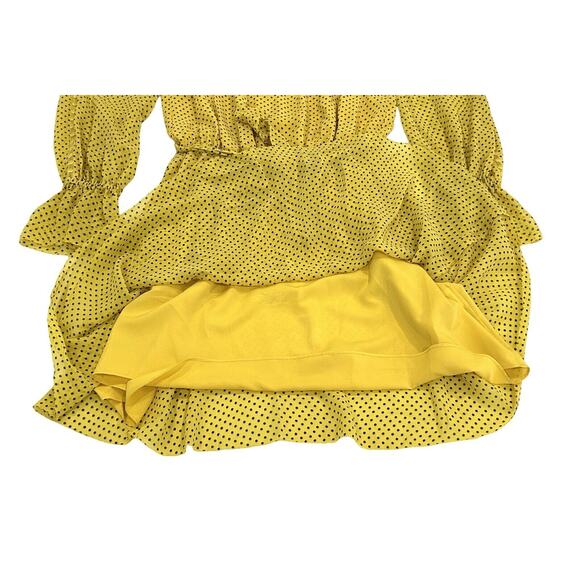 Joie Polka Dots Silk Dress Size S Sulphur Yellow Lined Daevon Over The Knee - Picture 5 of 8